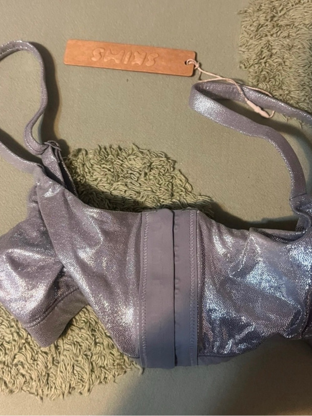 Shiny Lavender Bralette with Hook-Back Closure - Unbranded